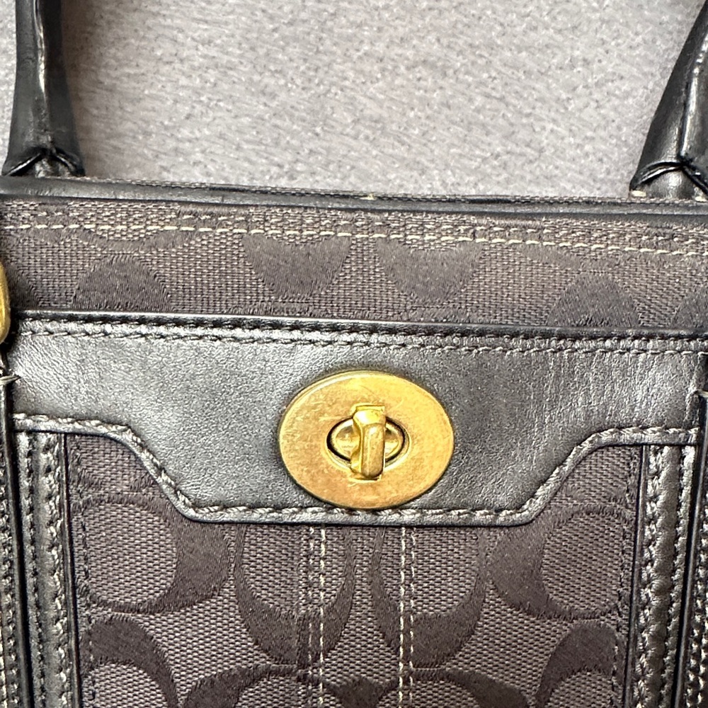 Coach Hampton 11063 Black Signature Medium Carry All Tote Shoulder Bag - Picture 4 of 16